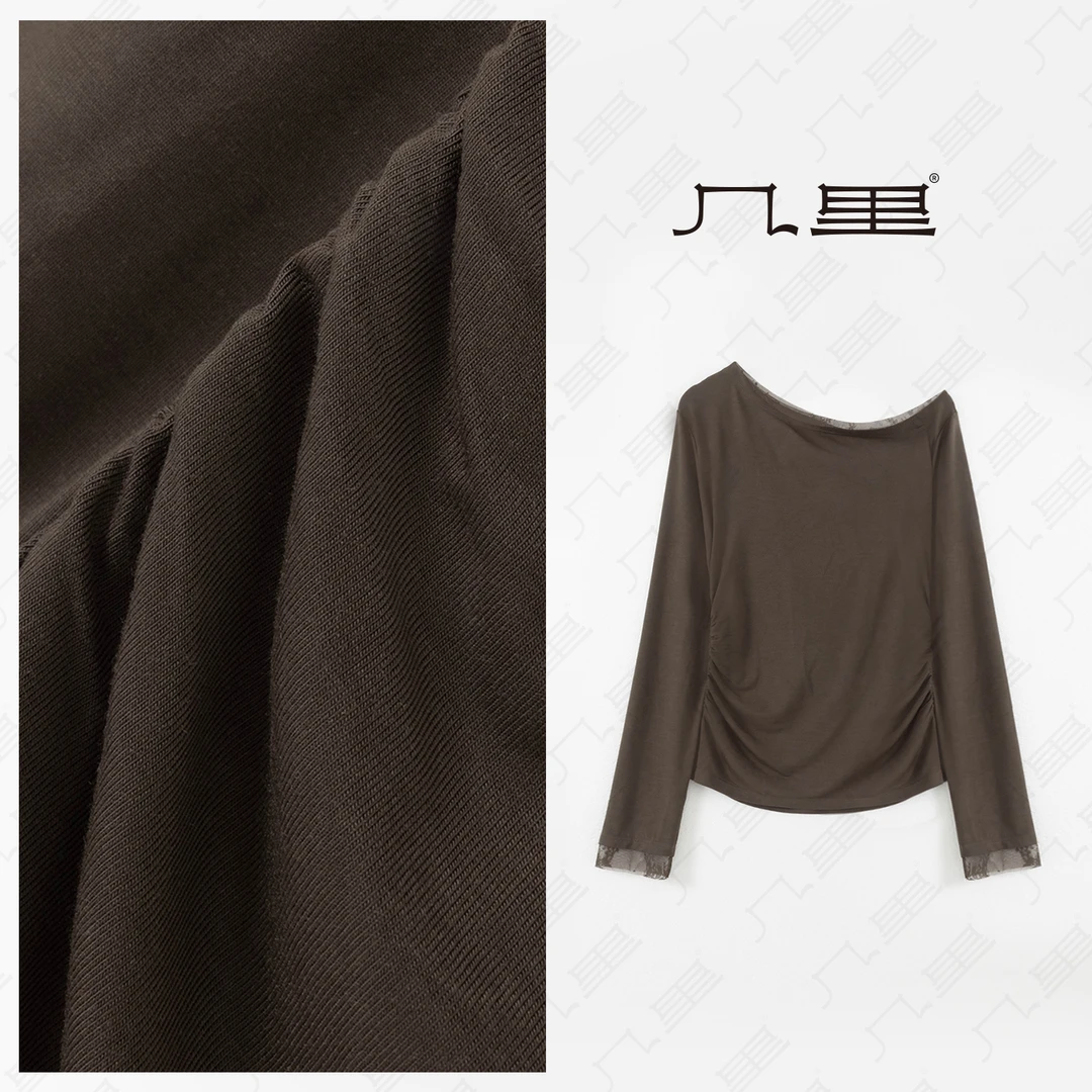 几里与麻一字斜肩收腰打底衫 衣长62胸围76 2082358