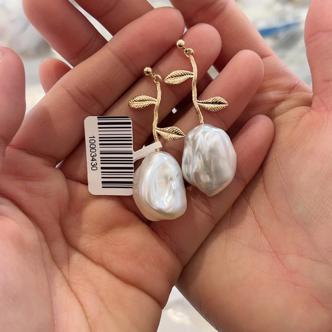 淡水珍珠耳饰合金