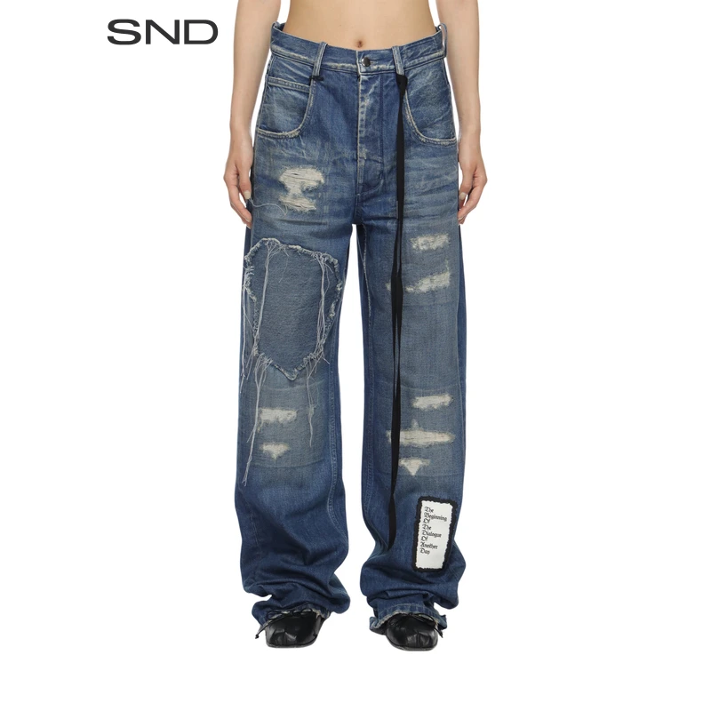 【ANN DEMEULEMEESTER 设计师品牌】SND SS25 做旧宽松牛仔长裤