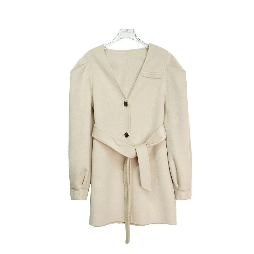 A20305【新款】设计感独特v领公主风气质大衣