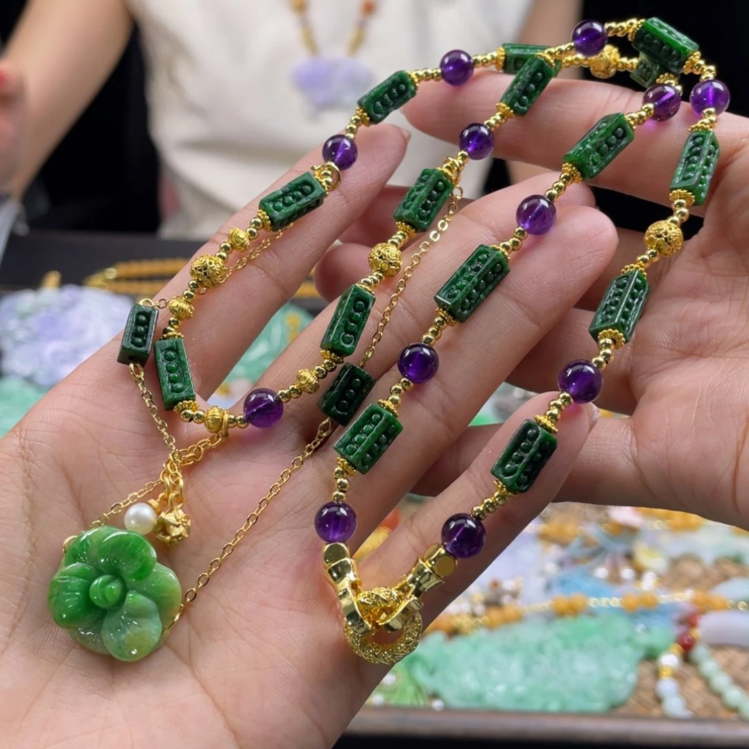 翡翠未镶嵌颈饰代编织