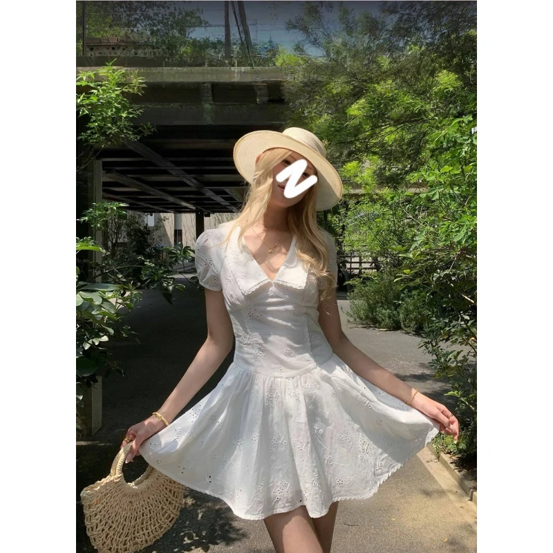 【现货专属】01996连衣裙女2025新款夏季短袖a字收腰短裙