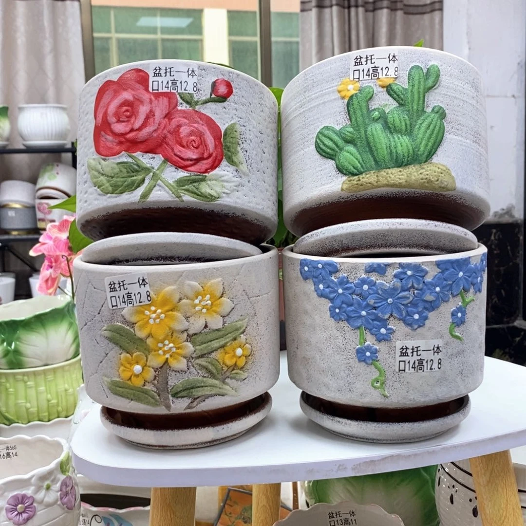 @夏西陶瓷花盆@@百花齐放