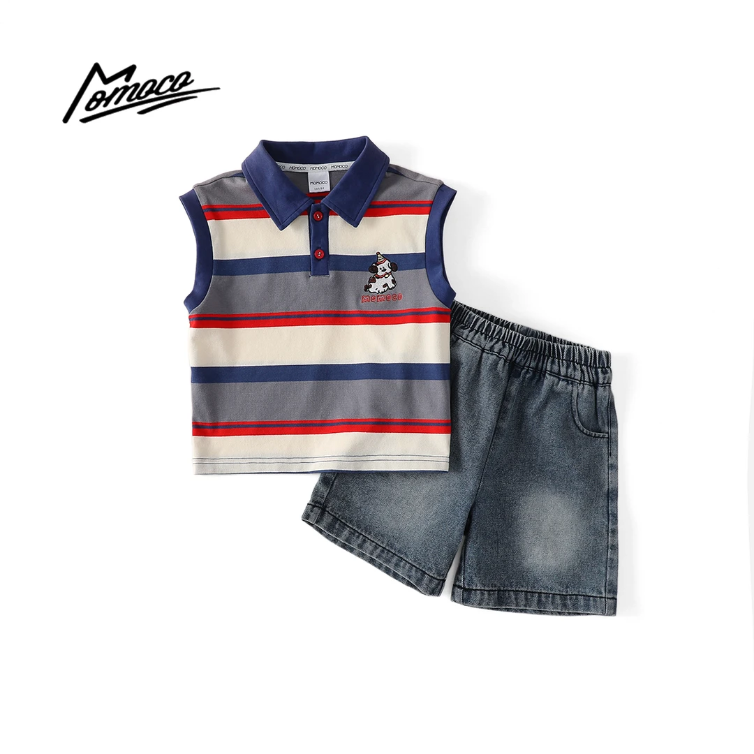 MOMOCO夏季男童韩版条纹套装两件套77230578085