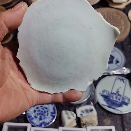 孤***松瓷片青花影青杯垫学习标本