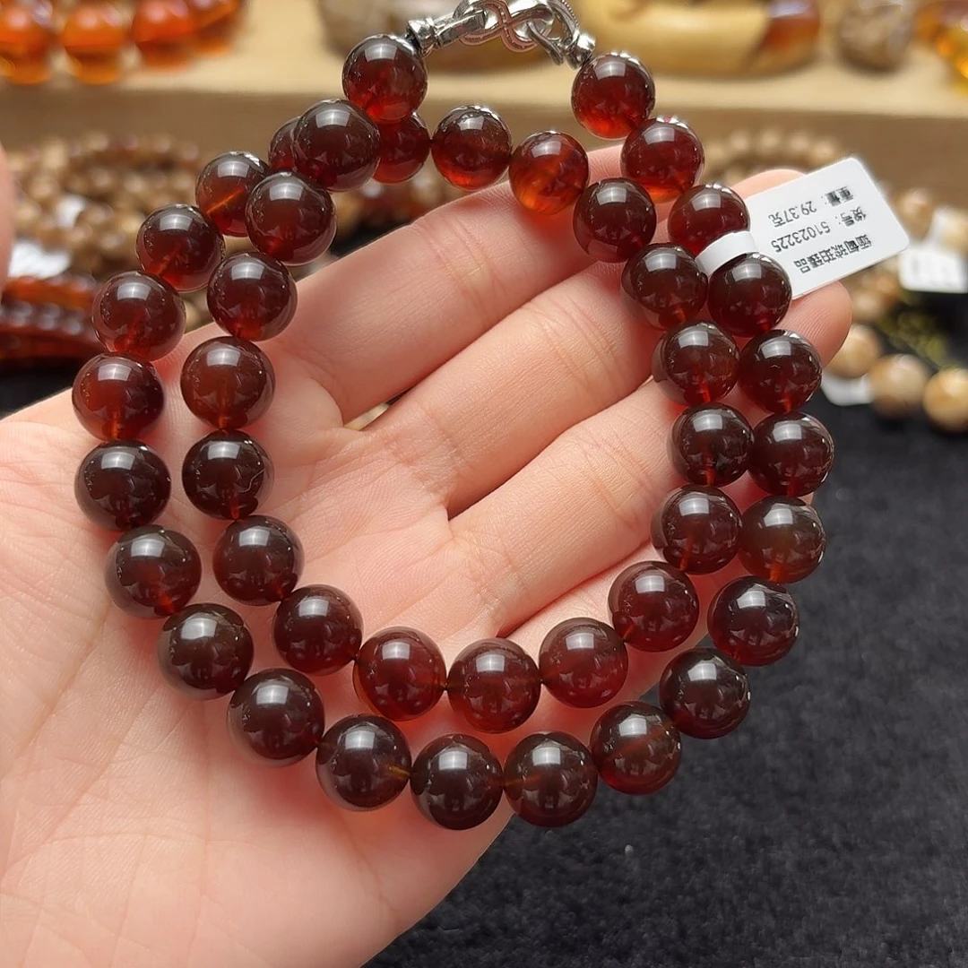 琥珀未镶嵌珠宝奇石10mm红蜜妈妈链
