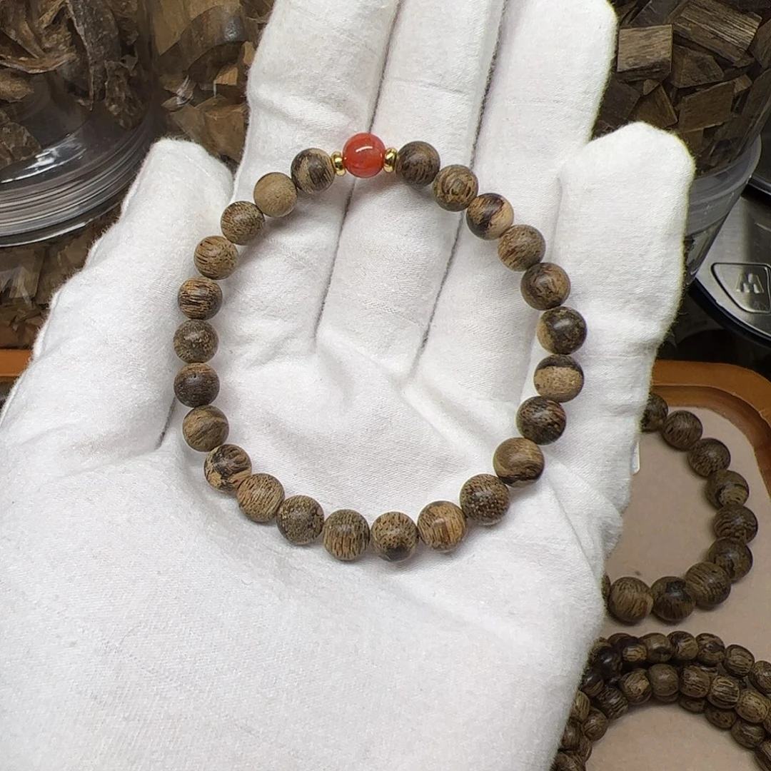 手串沉香天然野沉香文莱生结老料0.7cm24颗4.3克
