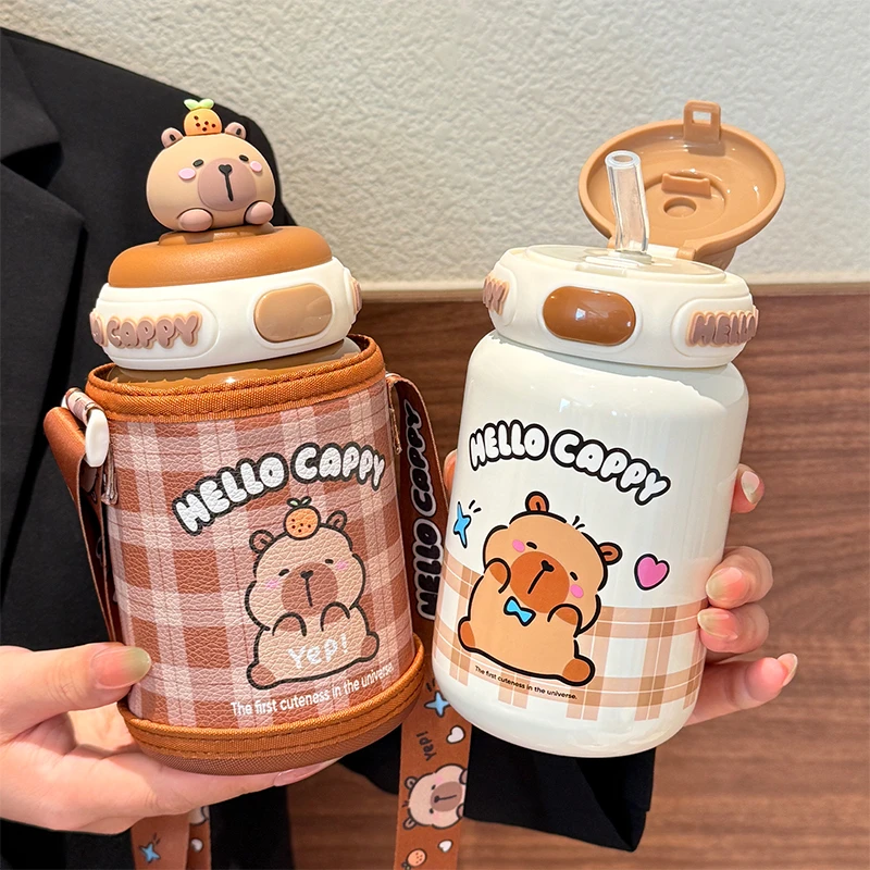 卡皮巴拉儿童保温杯学生上学专用水杯子2025新款幼儿园一年级水壶
