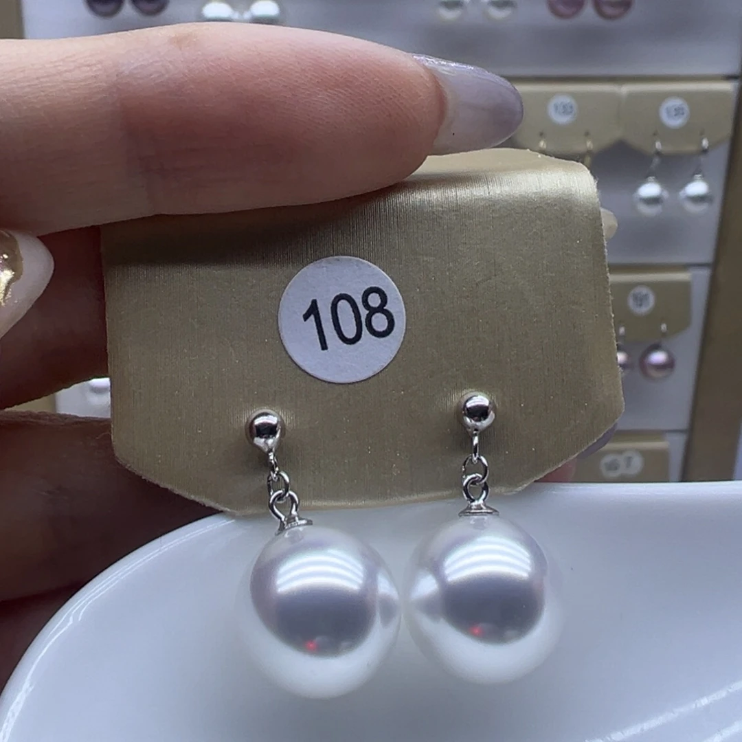 耳饰银S925镶嵌淡水珍珠