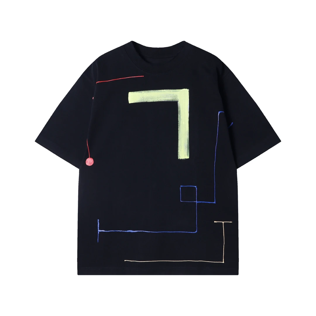 C25613新款时尚韩版磨毛印花圆领短袖T恤百搭情侣潮流套头上衣