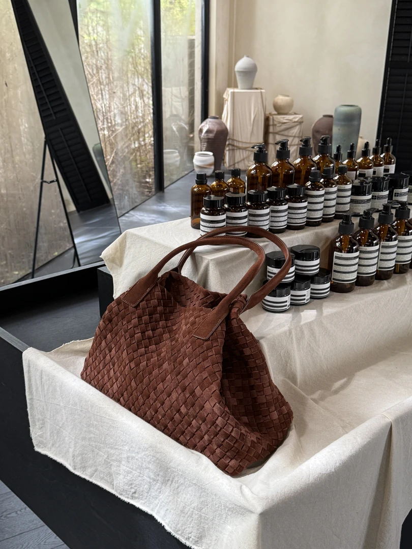 【V-菜篮子】秋冬新品全牛皮手工编织单肩包托特包手提包美拉德色