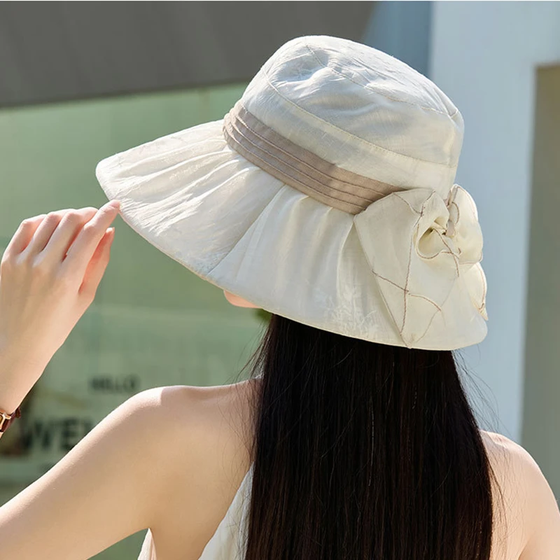 2025新款帽子女夏季薄款遮阳盆帽中老年人百搭时尚防晒渔夫帽