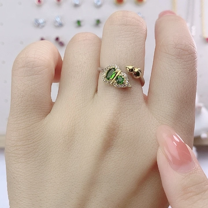 透辉石戒指银S925镶嵌