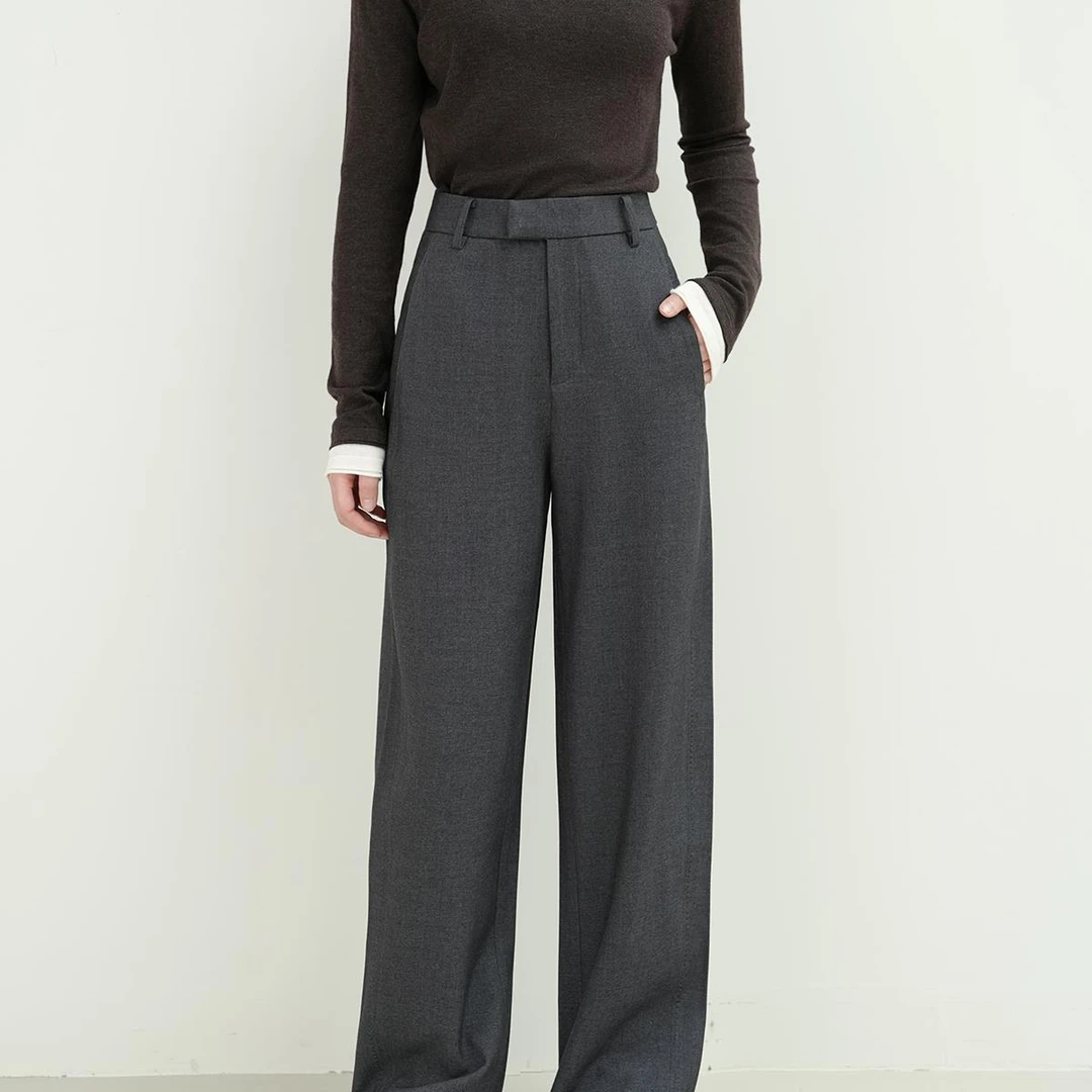 60030【原创设计师款】秋季铜氨羊毛侧线前移休闲裤