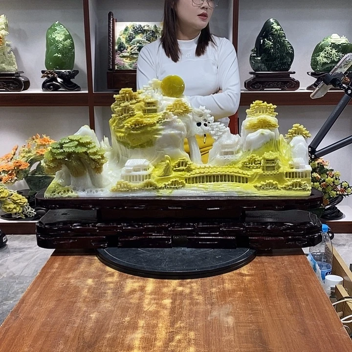 红***翠玉山水摆件 玄关摆件