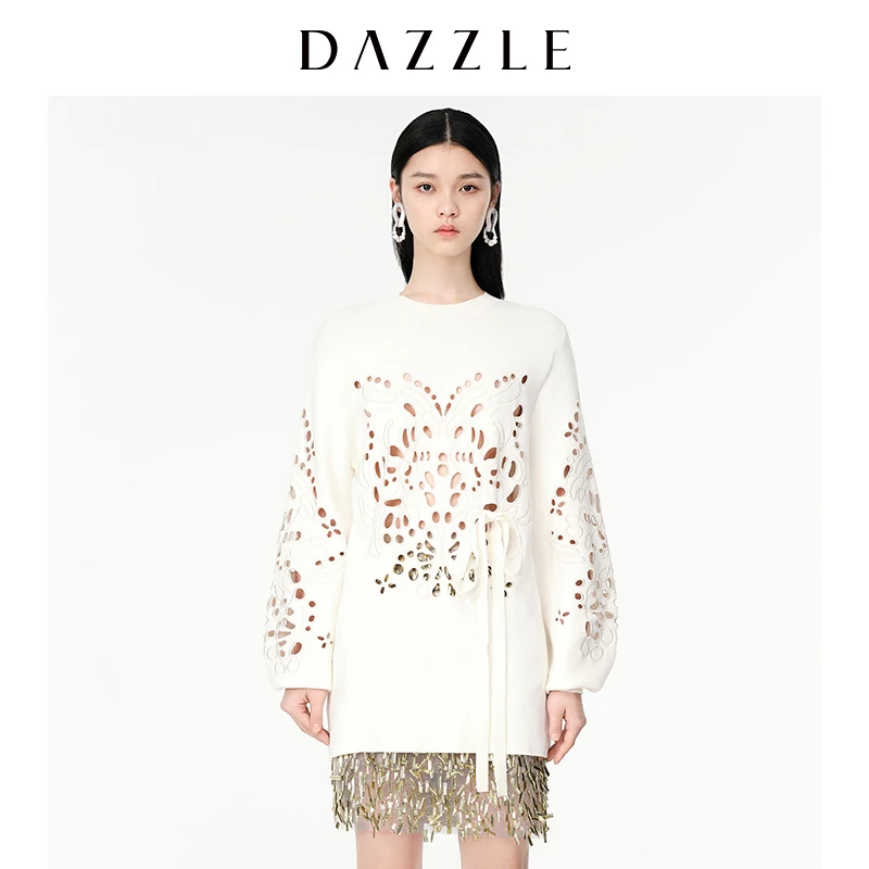 DAZZLE地素镂空刺绣针织连衣裙2E1E6017B