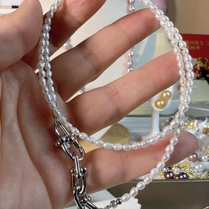 未镶嵌淡水珍珠白亮小米克旭卡2➕有正常纹简*爱