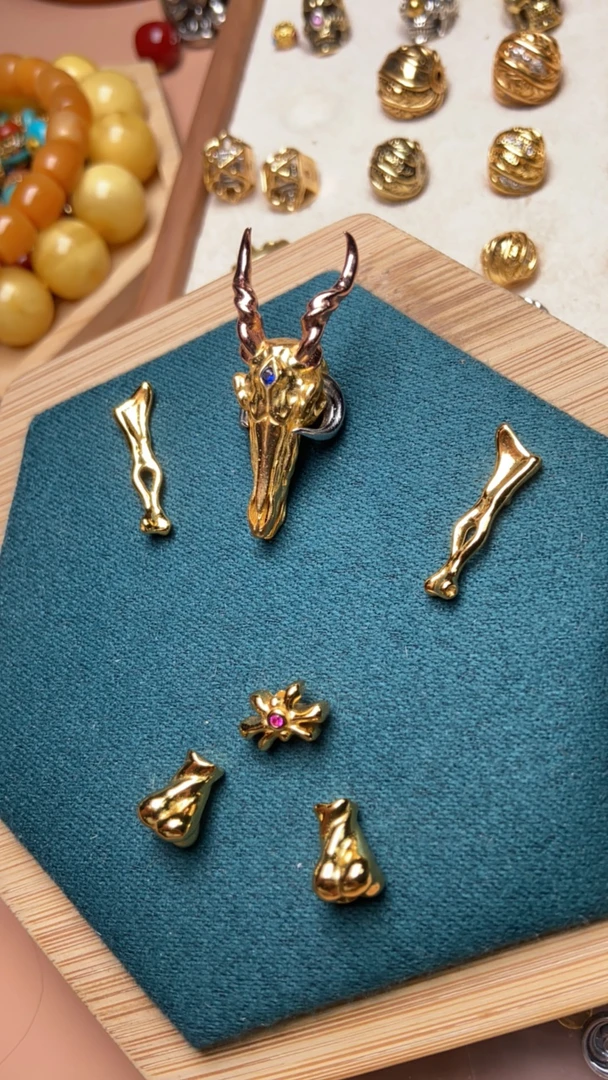 925银银制品 7号羊头套装一套配饰银饰