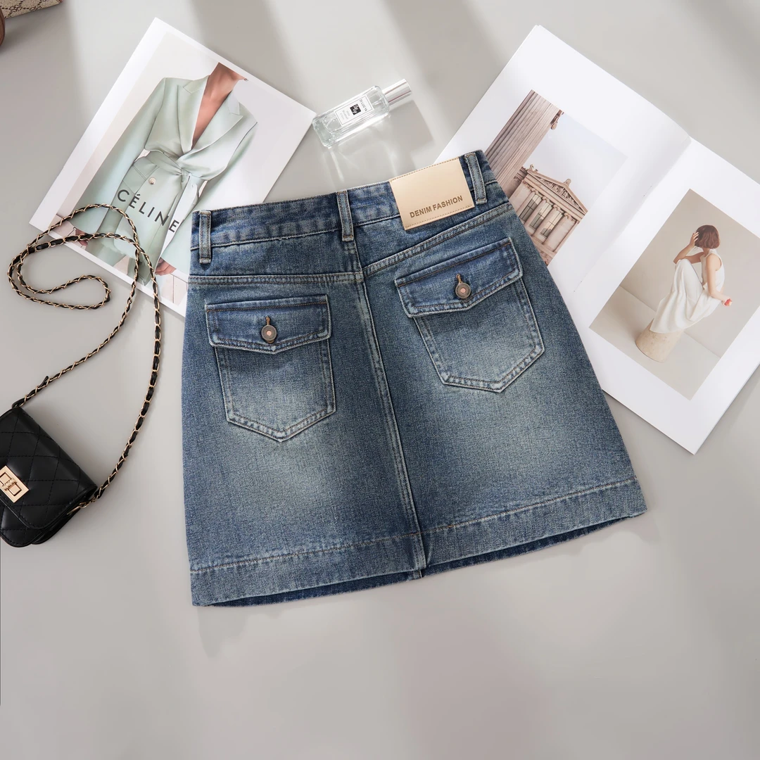 薄款夏季A字显瘦大码时尚百搭牛仔半身裙女