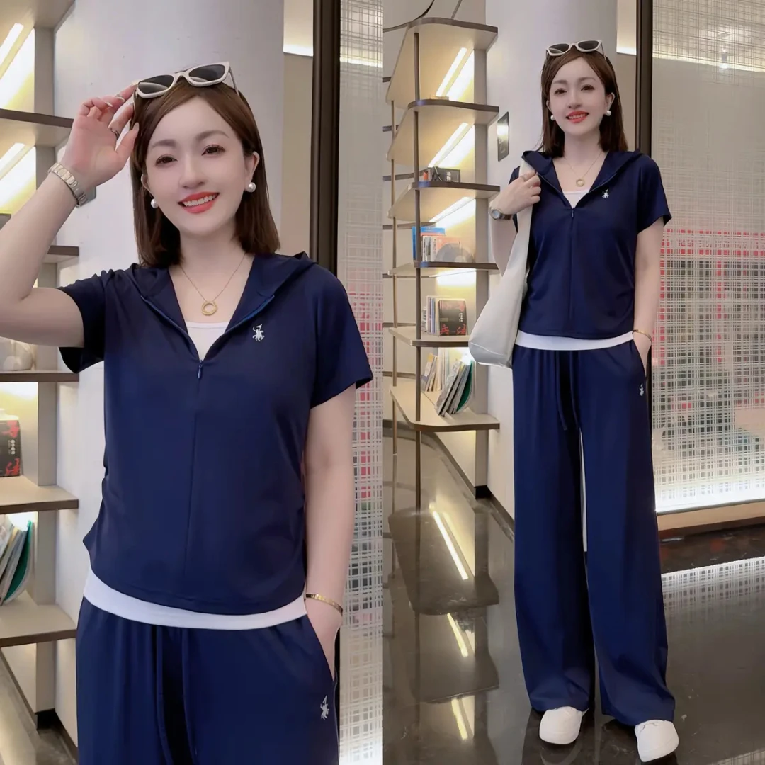 【姿姐专属】2025夏季时尚简约收腰显瘦气质百搭休闲套装9981