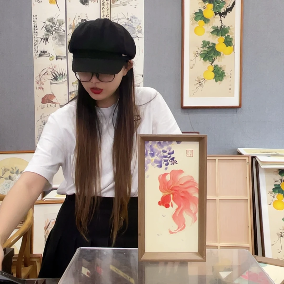 书法手绘带框尺寸：16*29