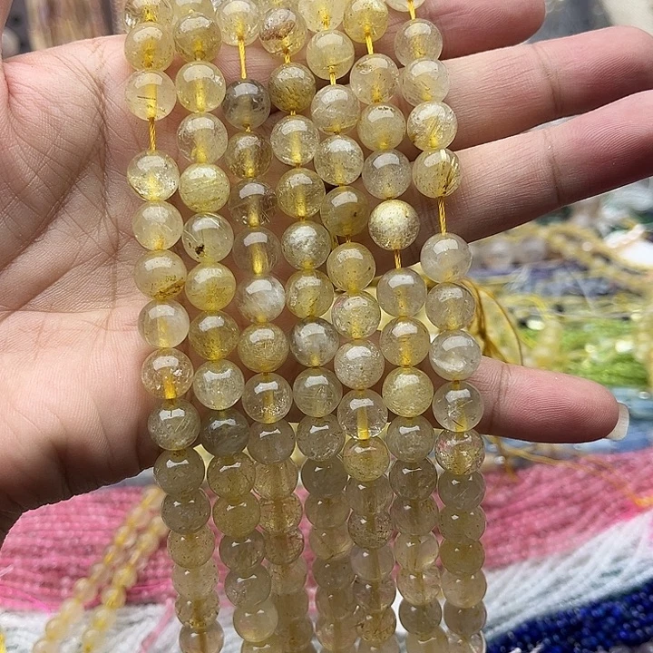 未镶嵌玛瑙/玉髓珠宝半成品一条9mm左右金发晶