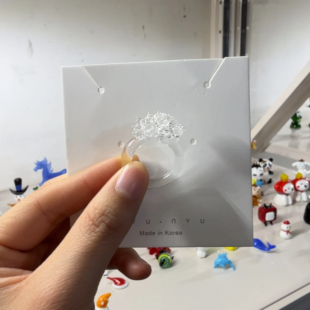 琉璃手工艺品白色晶石戒指