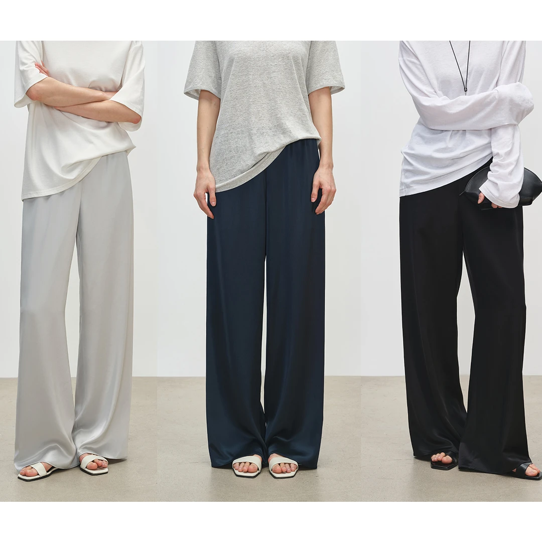 MSBEAST春夏佰搭神裤_凉感透气双面缎醋酸休闲显瘦阔腿空气裤女