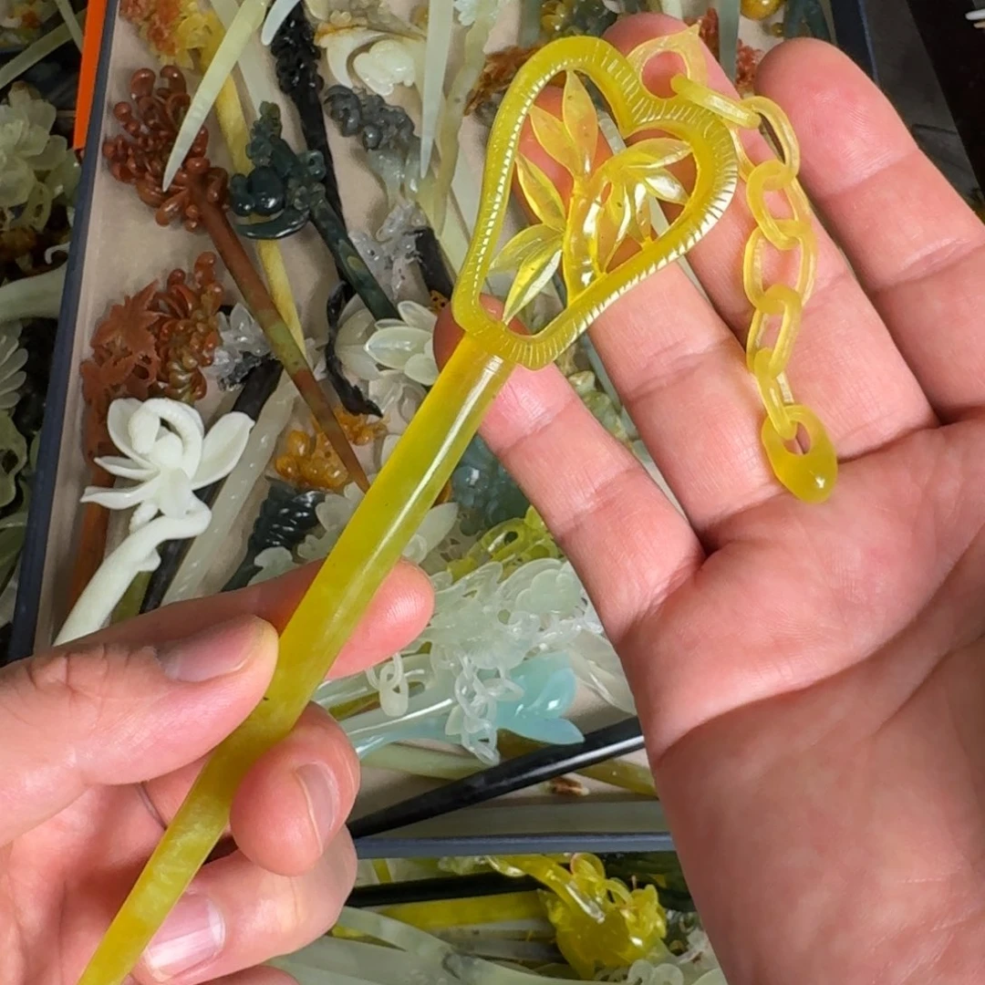 岫玉发饰未镶嵌明君玉簪就是好看