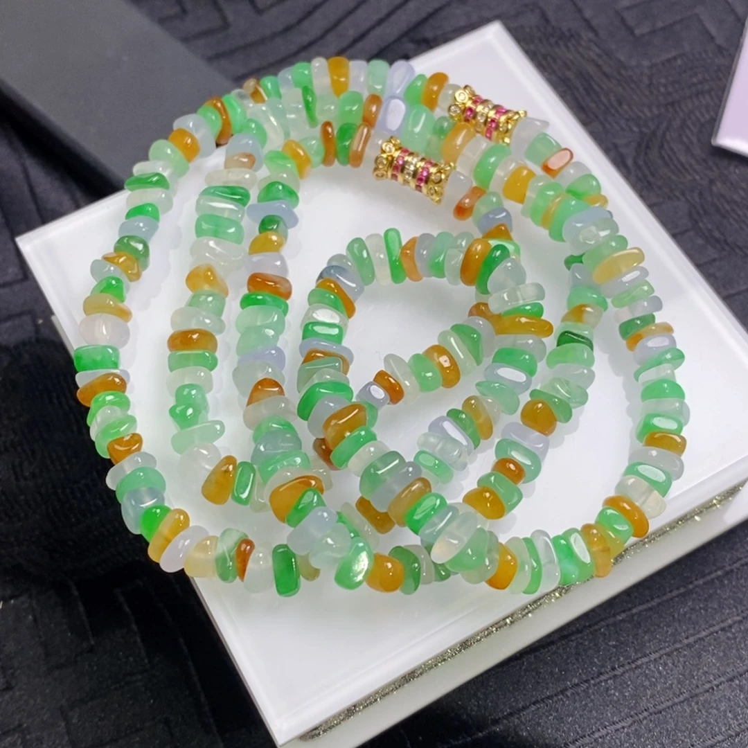 颈饰未镶嵌翡翠多宝鹅卵石颈饰手串两用款