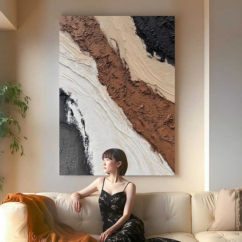 《浩渺》抽象油画高级感手工肌理画客厅装饰画大幅落地画玄关挂画