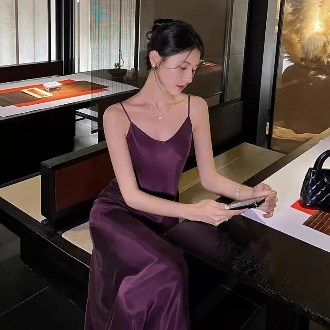 『摇曳生姿』法式吊带鱼尾裙春夏季珠光缎面轻奢高级感气质鱼尾裙