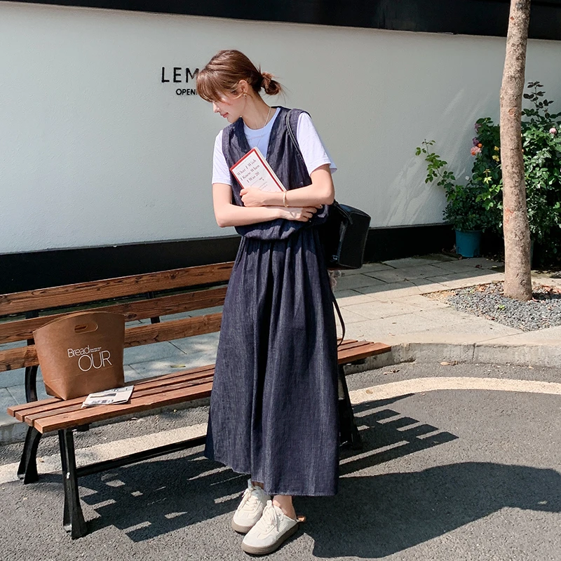 设计感假两件拼接短袖休闲套装女2025春夏甜酷干练半身裙两件套