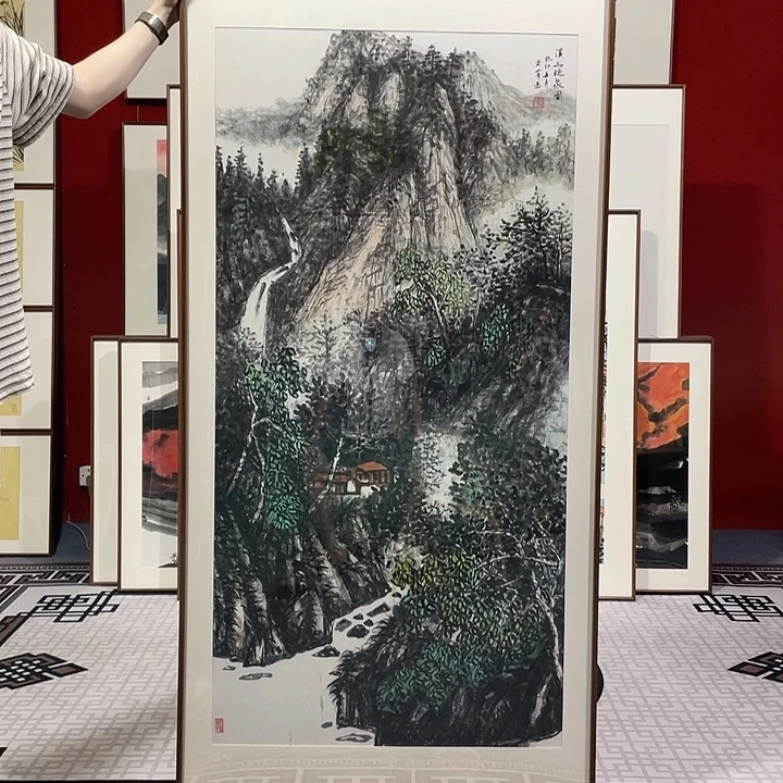 国画手绘作品带框