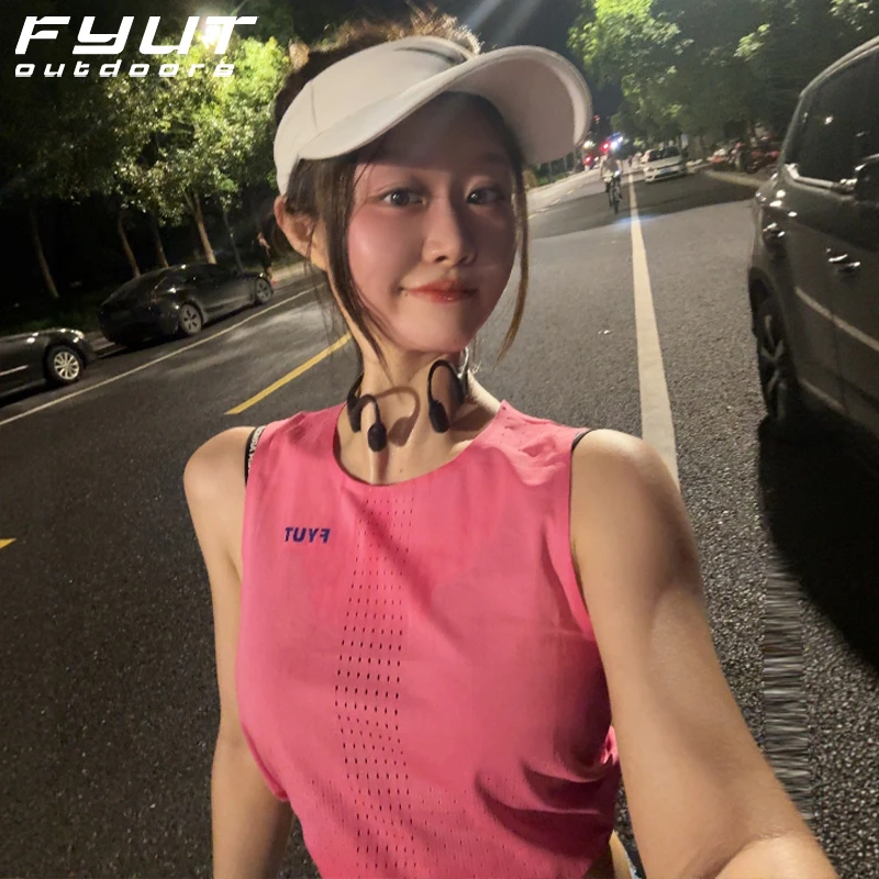 FYUT户外运动登山徒步透气速干上衣2025夏季款无袖玫粉色风洞背心
