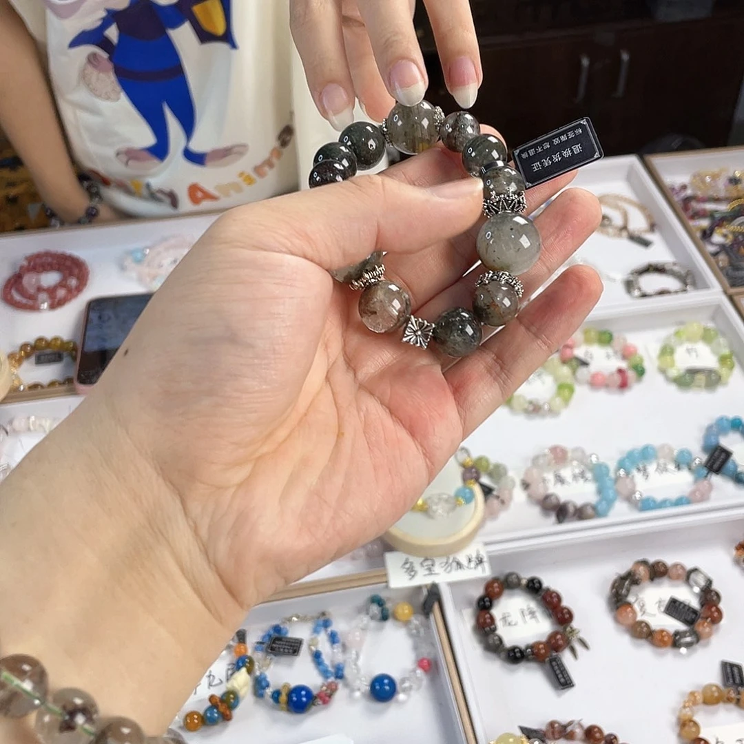 水晶手链银S925镀金镶嵌