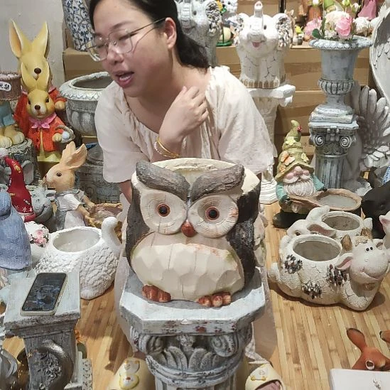 合成树脂氧化镁猫头鹰花盆