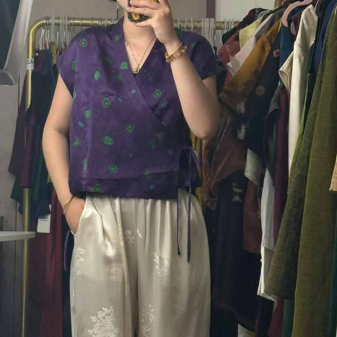 100桑蚕丝！紫色小葫芦红云纱道袍