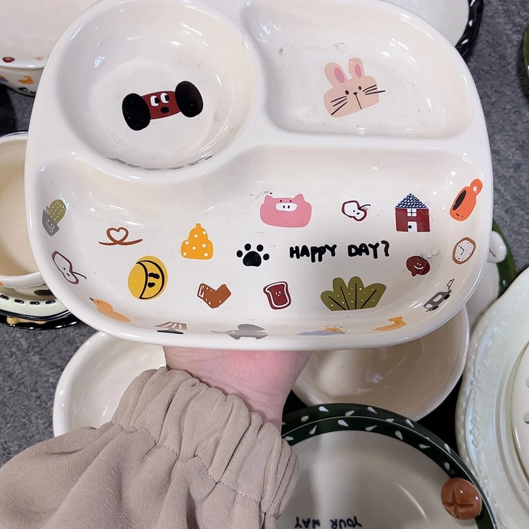 月亮小狗分餐盘陶瓷餐具