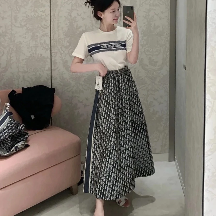99新 DIOR/迪奥 D500182/满印老花半身裙/36码