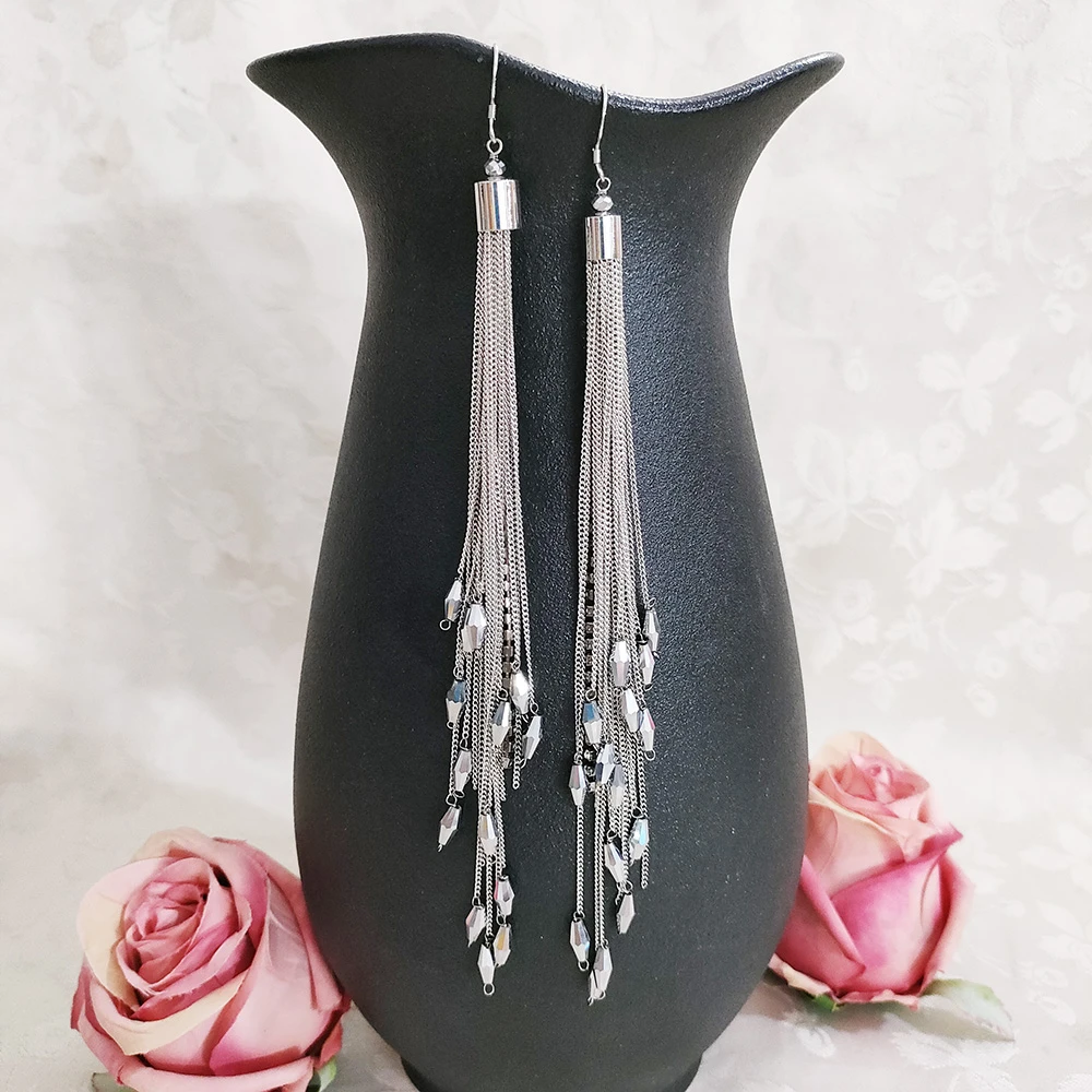 铜合金耳饰 波西米亚纯手工耳环民族风超长流苏耳饰2281