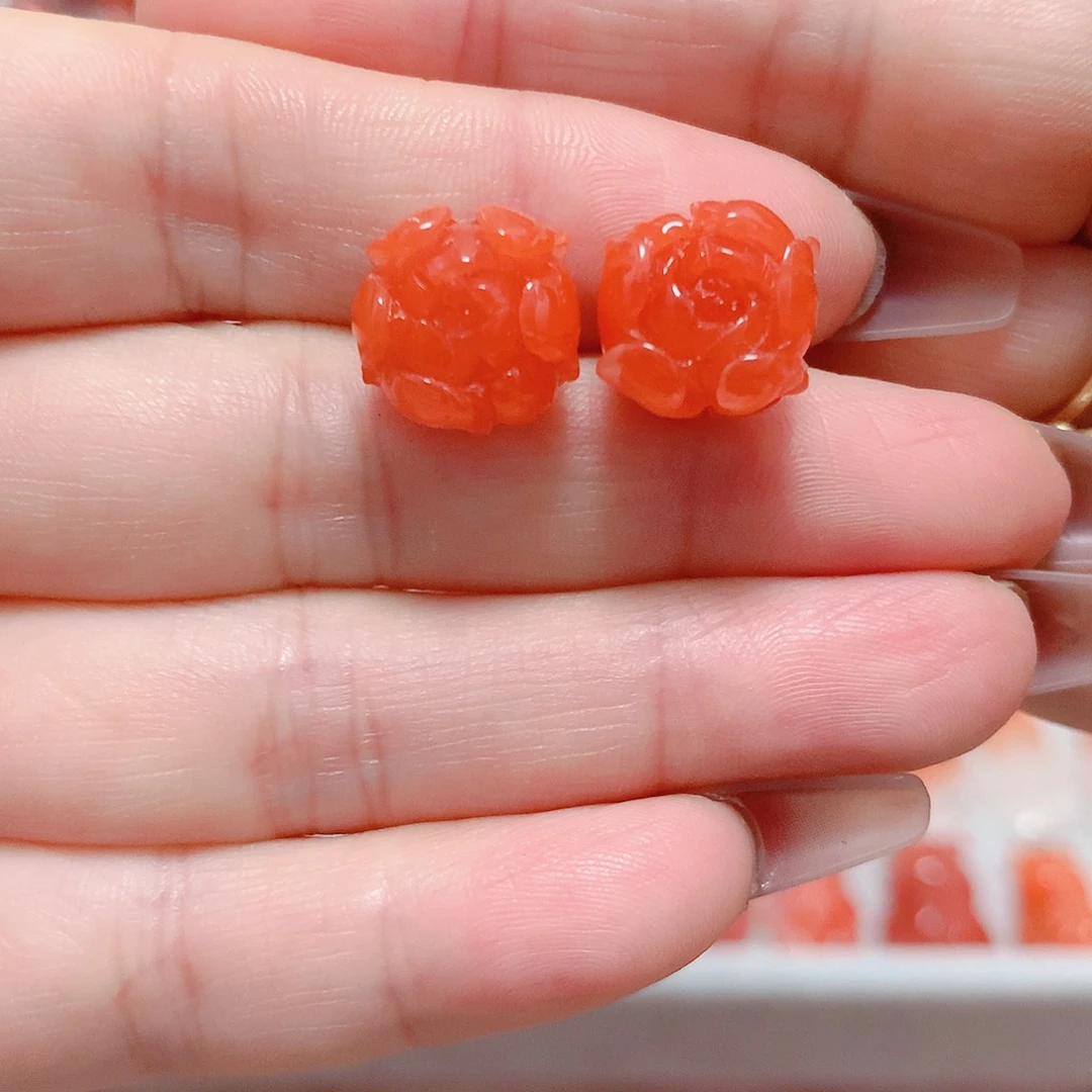 南红玛瑙耳钉银S925镶嵌