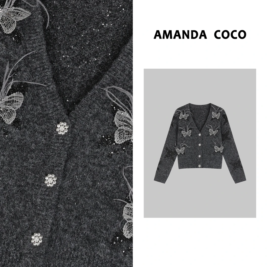 COCO丨设计师款~高定立体蝴蝶毛衣