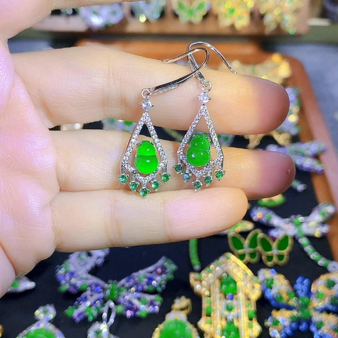 吊坠(不含链)银S925镶嵌翡翠