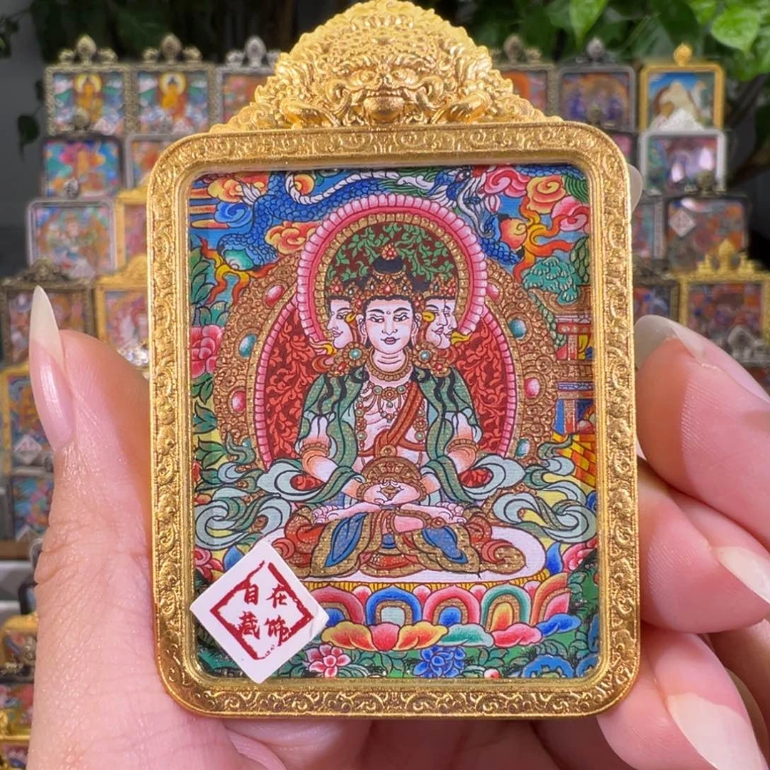 吊坠大日热贡纯手绘唐卡