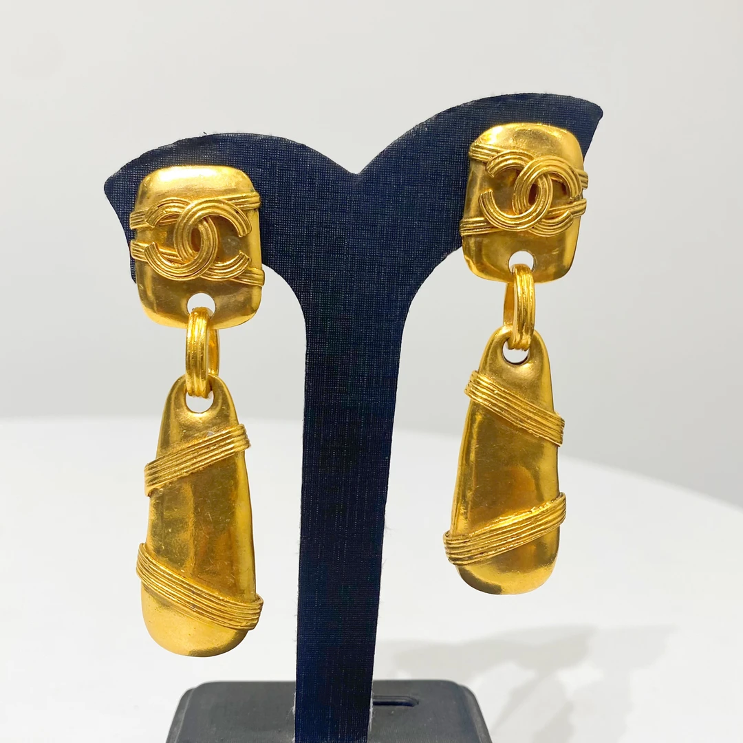 95新 Chanel/香奈儿 Chanel vintage香奈儿中古素金耳夹