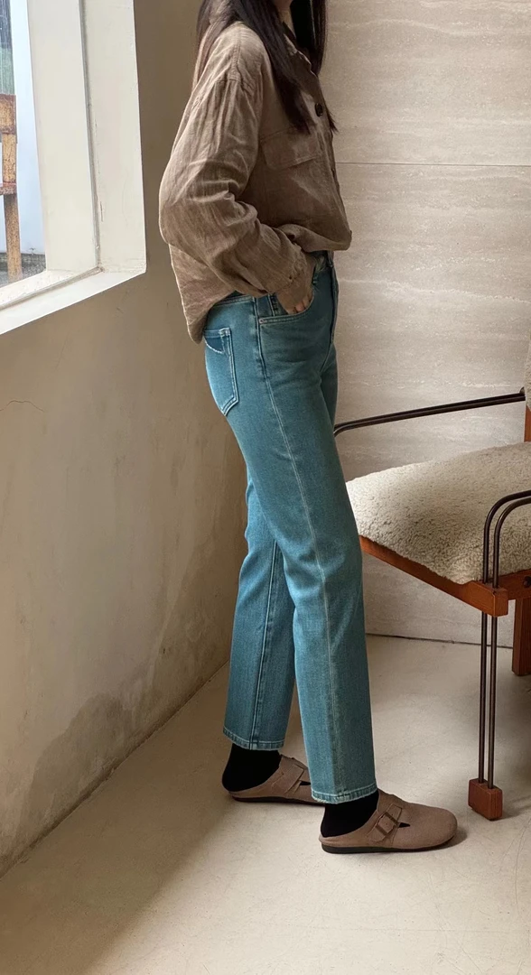 66-90501 水洗九分小直筒高端牛仔裤