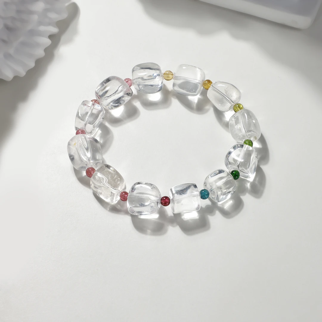 白水晶碧玺设计款手串