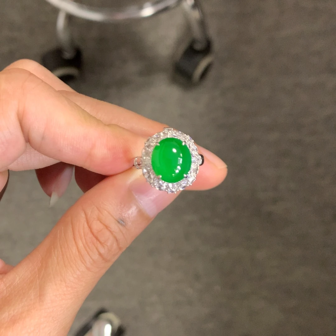 翡翠戒指18K金镶嵌晨**1两用款