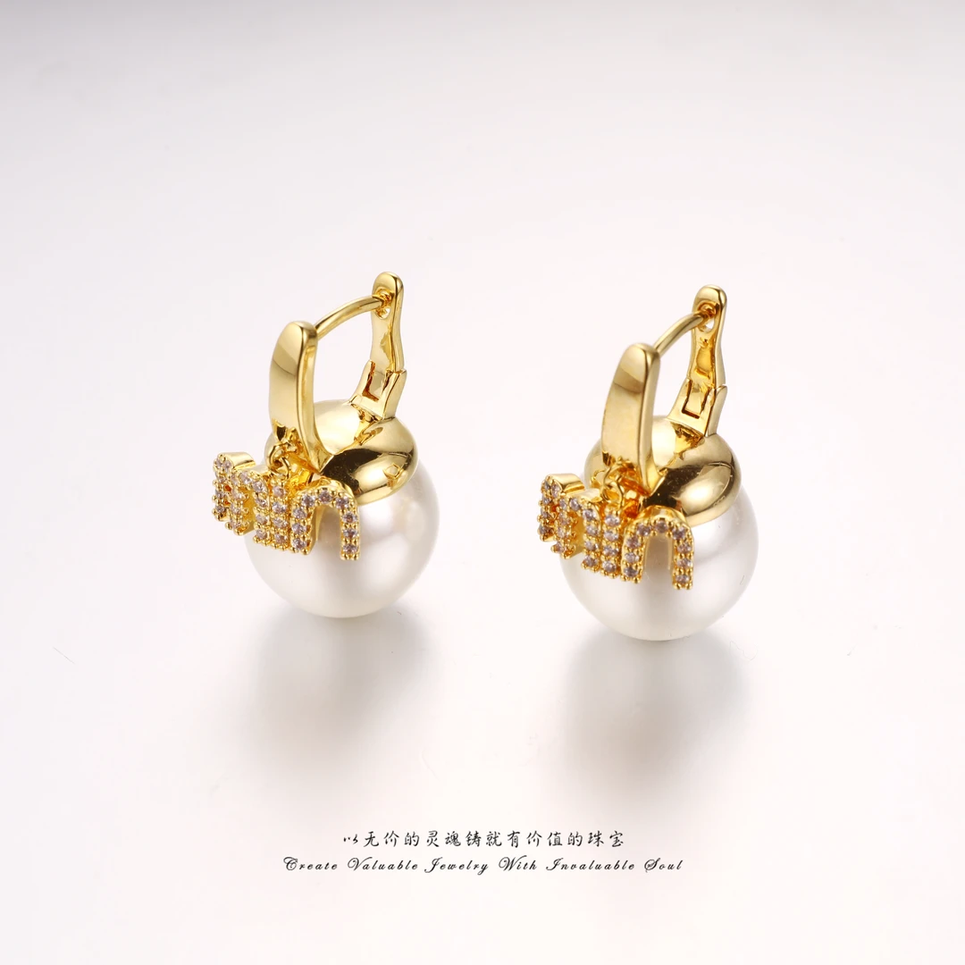 铜合金仿珍珠耳饰 珠珠时尚高级感精致镶嵌气质耳环 KG-C-32287